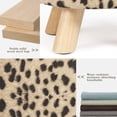 thumbnail image 6 of Homebeez Round Fabric Padded Ottoman Foot Rest Stool Wood Sofa Change Shoes Stool,Leopard Print, 6 of 7