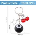 thumbnail image 2 of 3Pcs 3 Colors Alloy Keychain with Eight Ball Resin Beads Mixed Color 80mm 1pc/color, 2 of 6