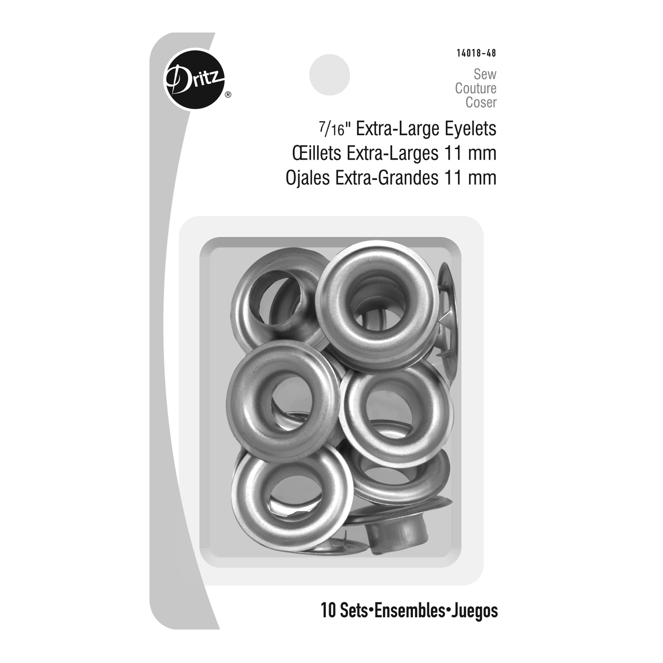 Dritz Silver Extra Large Eyelets, 10 Piece