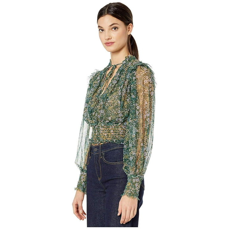 green floral blouse