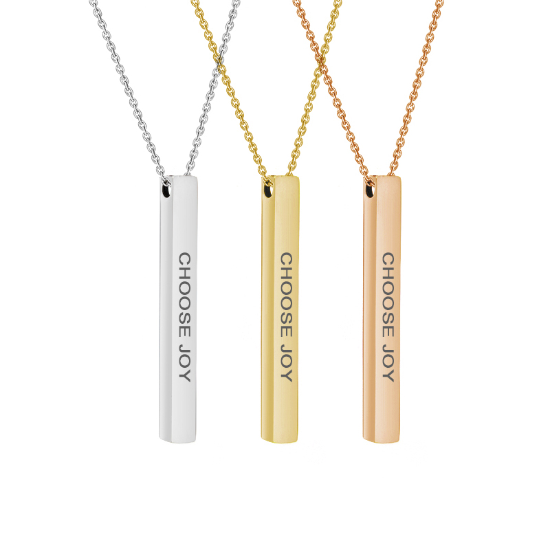 Anavia Motivational 4-Sides Bar Necklace Stainless Stee Mother's Day Gift for Mom Inspirational Jewelry Gift for Mom 18"Cable Chain with Gift Box [Rose Gold - Choose Joy]