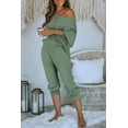 thumbnail image 5 of PRETTYGARDEN Women's 2 Piece Ribbed Tracksuit Outfits Off Shoulder Long Sleeve Pullover Lounge Pants with Pockets, 5 of 9