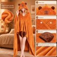 thumbnail image 3 of Capybara Wearable Blanket Hoodie,Capybara  Warm Flannel Blanket with Sleeves Blanket Hoodie  for Adult  Travel (Brown Capybara), 3 of 6