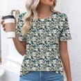 thumbnail image 6 of ZQUUVOU Women's T-Shirt Printed Floral Round Neck Casual Short Sleeved Blouse B-Navy (XL), 6 of 6