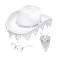 thumbnail image 1 of Sombrero de vaquero con borlas, sombrero para el pañuelo, gafas de sol, ligero, moda para adultos, sombrero con protección solar de ala grande, 1 of 8