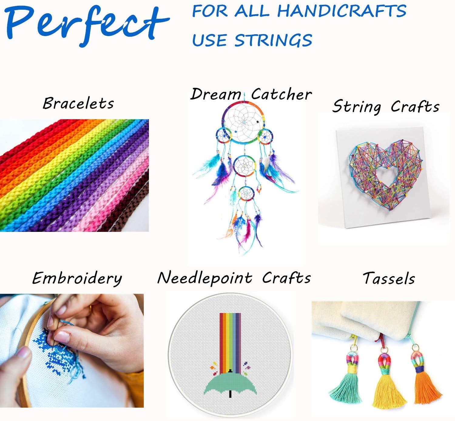 Friendship Bracelets Strings,100 Skeins Premium Rainbow Color Embroidery Floss with 12 Pieces Floss Bobbins for Cross Stitch kit and DIY Craft Embroidery Thread