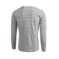 thumbnail image 3 of CamisePaHombres Cuello Redondo Mangas Largas Estampado de Rayas Gris Blanco 50, 3 of 7