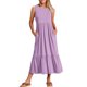 thumbnail image 1 of ICHUANYI Clearance Women's Fashion Round-Neck Sleeveless Solid Pockets Patchwork Pullover Dress(Purple, L) ICHUANYI WER2023080711374, 1 of 5