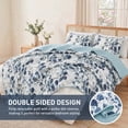 thumbnail image 4 of Regency Heights Full/Queen Botanical Quilt Set, 3-Piece Reversible Floral Summer Quilt Coverlet Bedding Set, Blue Quilted Bedspread with Shams for All Season, 4 of 11
