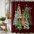 thumbnail image 3 of Shower Curtains for Bathroom-36"x72",Merry Christmas Trees Stars Waterproof Bath Curtain Grommet Shower Curtain Set with Hooks,, 3 of 9