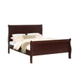 thumbnail image 2 of Brown Cherry Finish Queen Size Panel Sleigh Bed Solid Wood Wooden Bedroom Furniture, 2 of 6