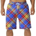 thumbnail image 1 of Diufon Men's Casual Shorts Spring Summer Wide Leg Loose Plaid Printed Elastic Waisted Drawstring Sport Shorts, 1 of 4