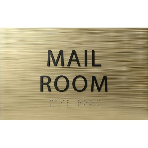 ADA CENTRAL SIGNS - 6" X4" Mail Room Sign - ADA Compliant Tactile Graphics Grade 2 Braille Text Package Carrier sign| Wall Mount Plastic Shipment, Postal Services Signs for Office, School & Business