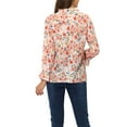 thumbnail image 4 of INSPIRE CHIC Blouse à Fleurs pour Femme à Col à Volants avec Nœud Papillon, Boutonnée, Manches Longues, TP, Blanc, 4 of 6