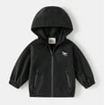 thumbnail image 2 of ZHOGXU Kids Boy Girl New Thin Hooded Jacket Dinosaurs Embroidery Long Sleeve Zip-Up Windproof Casual Lightweight Coat For Outdoor Activities,Black,18-24 Months, 2 of 4