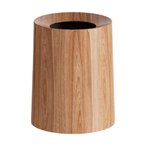 Papelera redonda con de madera, ideal para interiores y exteriores, ideal para restaurantes, habitaciones de invitados, casas, casas de campo y 8 litros