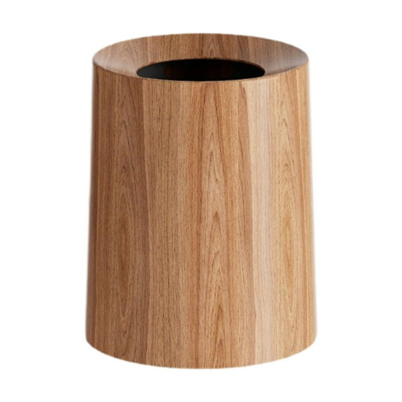 Kuntesetty Imitation Wood Grain Trash Can Garbage Can for Restroom Bathroom Living Room 8L Light Brown