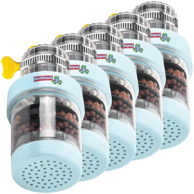 Filtro de Agua Multicapa HydroGuardBlue 5Pzas Ø15-22mm Carbón Activado/Zeolita/Maifan/Sulfito de Calcio/PVA Azul VentDepot