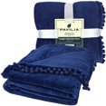 thumbnail image 3 of PAVILIA Fleece Throw Blanket for Couch with Pom Pom Fringe, Royal Blue, Soft Cozy Fuzzy Flannel Blanket for Sofa Bed, Large Lightweight Plush All Season Throw, 60x80 Inches, 3 of 8