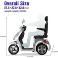 thumbnail image 4 of SKRT Large 3 Wheels Mobility Scooter (XW-E02), Electric Heavy Duty Wheelchair Device, 500 LBS Capacity for Seniors & Adults, Speed Adjust, Seat Extension, 4 of 10