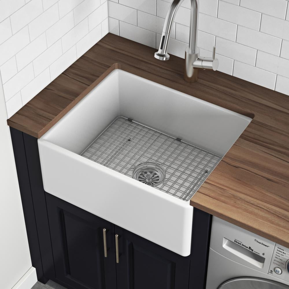 Ruvati 23-inch Fireclay Farmhouse Kitchen Laundry Utility Sink Single Bowl