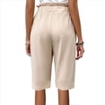 thumbnail image 3 of Pantalones Rectos de Pierna para Mujer, con Cintura Alta Elástica Fruncida, Pantalones Deportivos, Pantalones Cortos con Bolsillos, Color Albaricoque L, 3 of 7