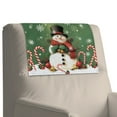 thumbnail image 4 of SCRAWLGOD Christmas 1 PCS PU Headrest Cover Non Slip Sofa Headrest Protector Chair Head Rest Covers with Adhesive Backed Hook and Loop,17x27in, Snowman Candy Cane Holly Bell Snowflake Green, 4 of 7