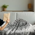 thumbnail image 3 of Mystic Soft Flannel Fleece Throw Blanket, Ornate Crescent Moon with Stars and Mandala Eastern Graphic, Cozy Plush for Indoor and Outdoor Use, 50" x 60", White Beige and Black, by Ambesonne, 3 of 5