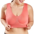thumbnail image 2 of 3 Pack Women's Plus Size Pure Comfort Seamless Wirefree Bras,Cozy Pullover Bra Underwear,Push up Brassiere,Yoga Fitness Tops Sports Bras Exercise Offers Back Support(Red&Dark Blue&Dark Purple,5XL), 2 of 8