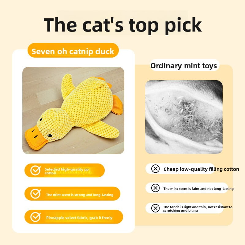 Plush Sleeping Duck with Crinkle Paper Catnip Durable Chew Teething Sound Pet Sound Toys