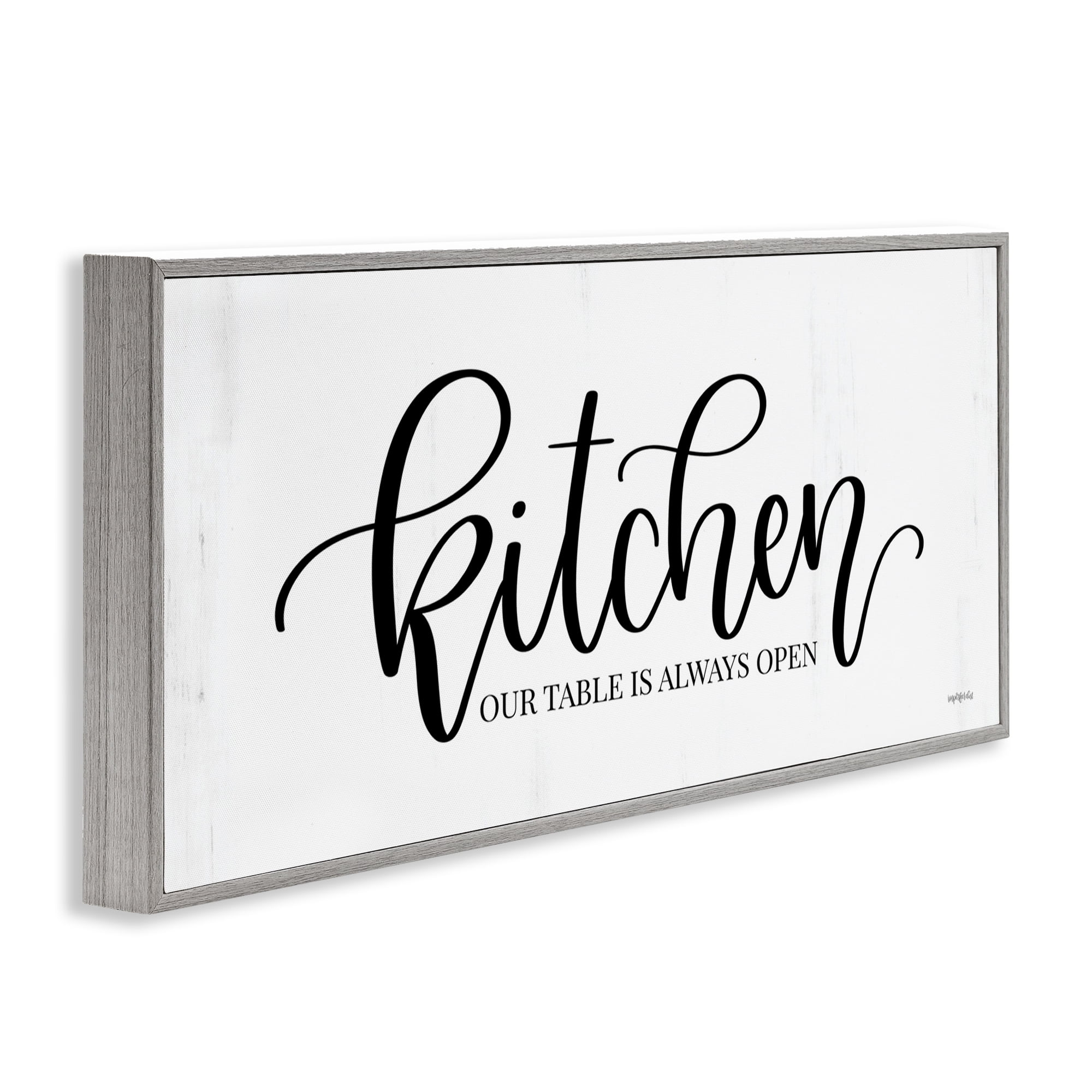 Stupell Industries Kitchen Always Open Typography Painting Gray Framed Art Print Wall Art, 30 x 13