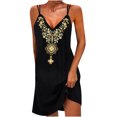 thumbnail image 2 of SMihono Robe d'Été Bohème pour Femmes Grande Taille Mode Décontractée Robe Col en V Sans Manches Robe Imprimée Longue, 2 of 4