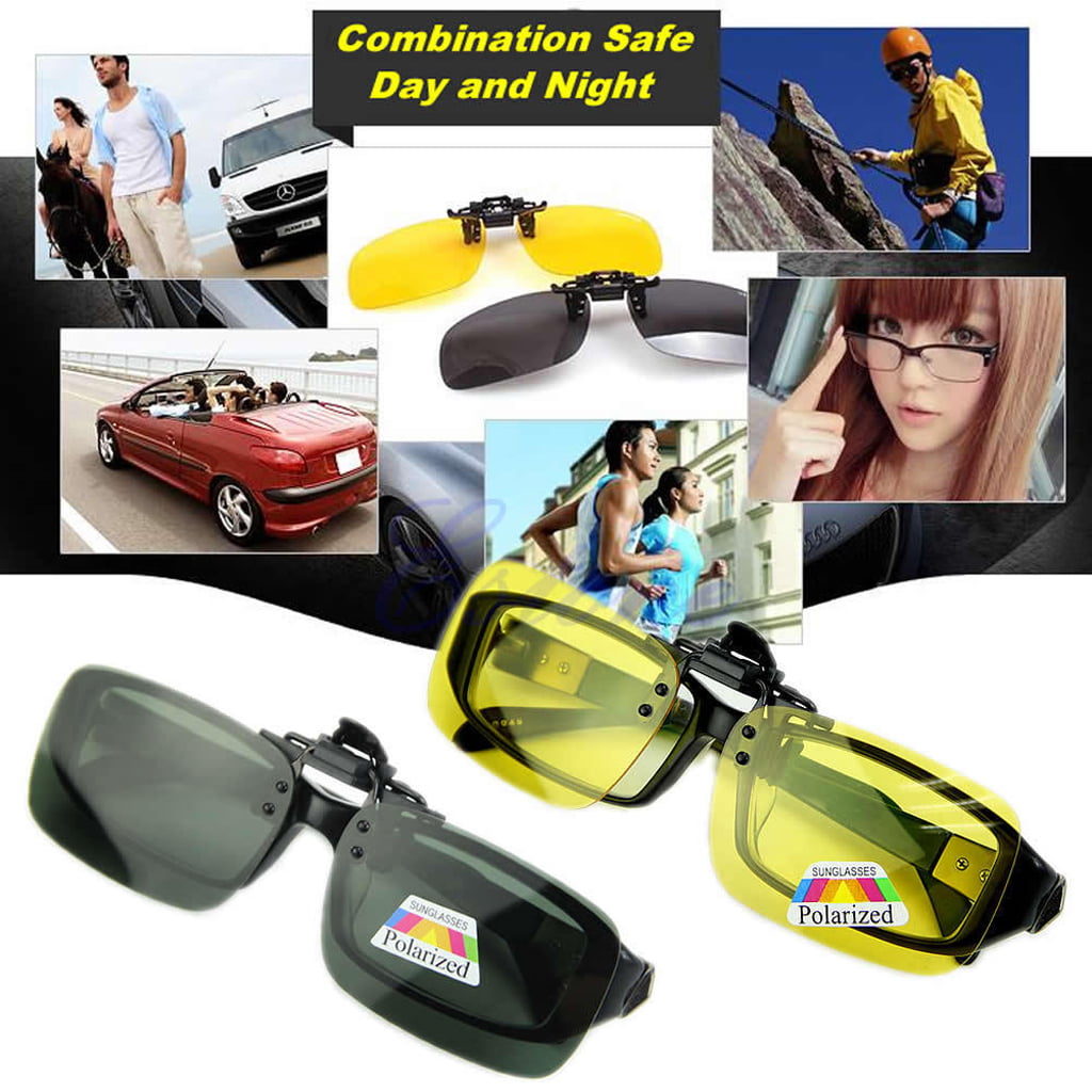 Clip-on Polarized Day Night Vision Flip-Up Lens Driving Lunettes sunglas uetwhvld 