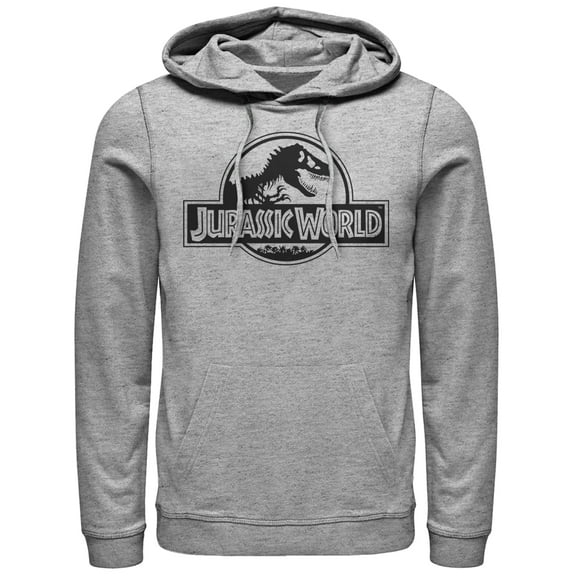 Men's Jurassic World Simple T. Rex Logo  Pull Over Hoodie Athletic Heather 2X Large