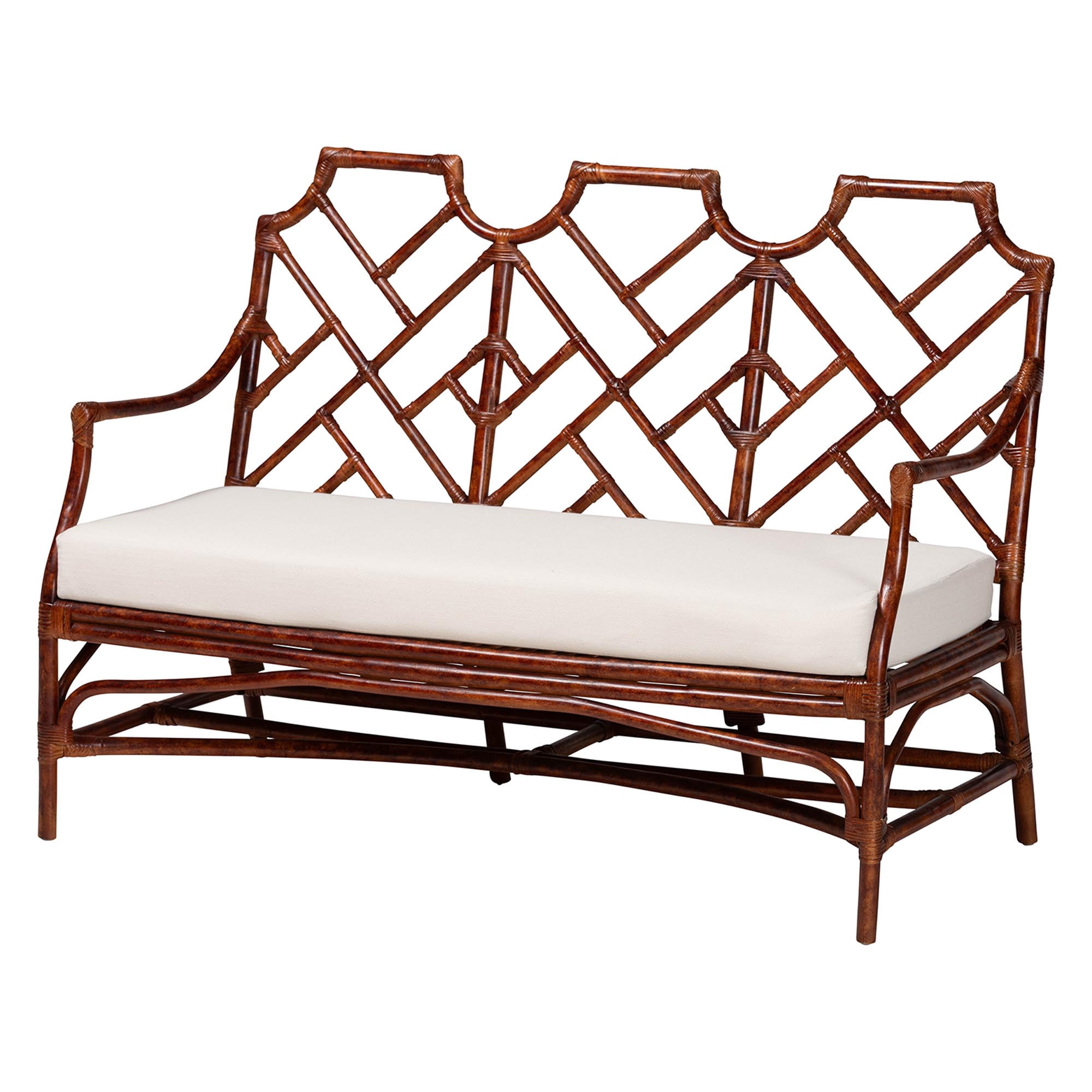 bali & pari Aella Boho Loveseat Bench, Marbled Tortoise Brown
