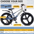thumbnail image 6 of Baprem 20" Kids Mountain Bike for Boys Girls Ages 8+, Cute Magnesium Alloy Frame MTB with Headlight, 7 Speed Disc Brake Children Bike Bicycle, Blue, 6 of 9