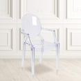 thumbnail image 1 of EMMA + OLIVER 4 Pack Oval Back Ghost Chair - Arms in Transparent Crystal - Stackable Side Chair, 1 of 4