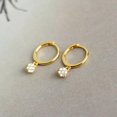 thumbnail image 3 of QQTDFG 925 Sterling Silver Round CZ Huggie Hoop Dangle Drop Earrings F0052-Gold, 3 of 9