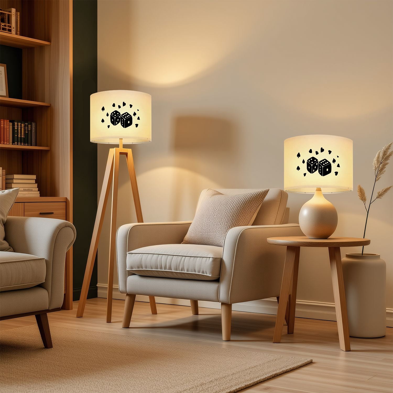 Casino Lampshades 2 Pack Black White Retro Lucky Poker Room Funky Ace Spades Playing 13"x13"x10" Light Shade for Table Lamps Floor Lamps Drum Lamp Shades Lampshade Replacement Easy Assembly