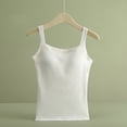 thumbnail image 3 of Tank Tops For Women Solid Color With Chest Pad Bra One Tank Top Sling Camisole Tops For Women, 3 of 6