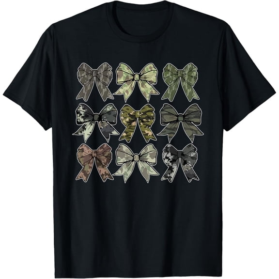 Camouflage Old Camo Bow Camo Coquette Bow Hunting Women Girl T-Shirt