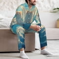 thumbnail image 7 of Salouo Sunshine Cute Winged Cat Print Button-Front Long Sleeve Pajama Set for Men, Soft 2Pjs Men's Long Sleeve Sleepwear-XX-Large, 7 of 7