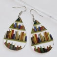 thumbnail image 4 of Mightlink 1 Pair Book Themed Acrylic Earrings Waterdrop Shape Women Hook Earrings Book Shelves Patterned Dangle Earrings, 4 of 7