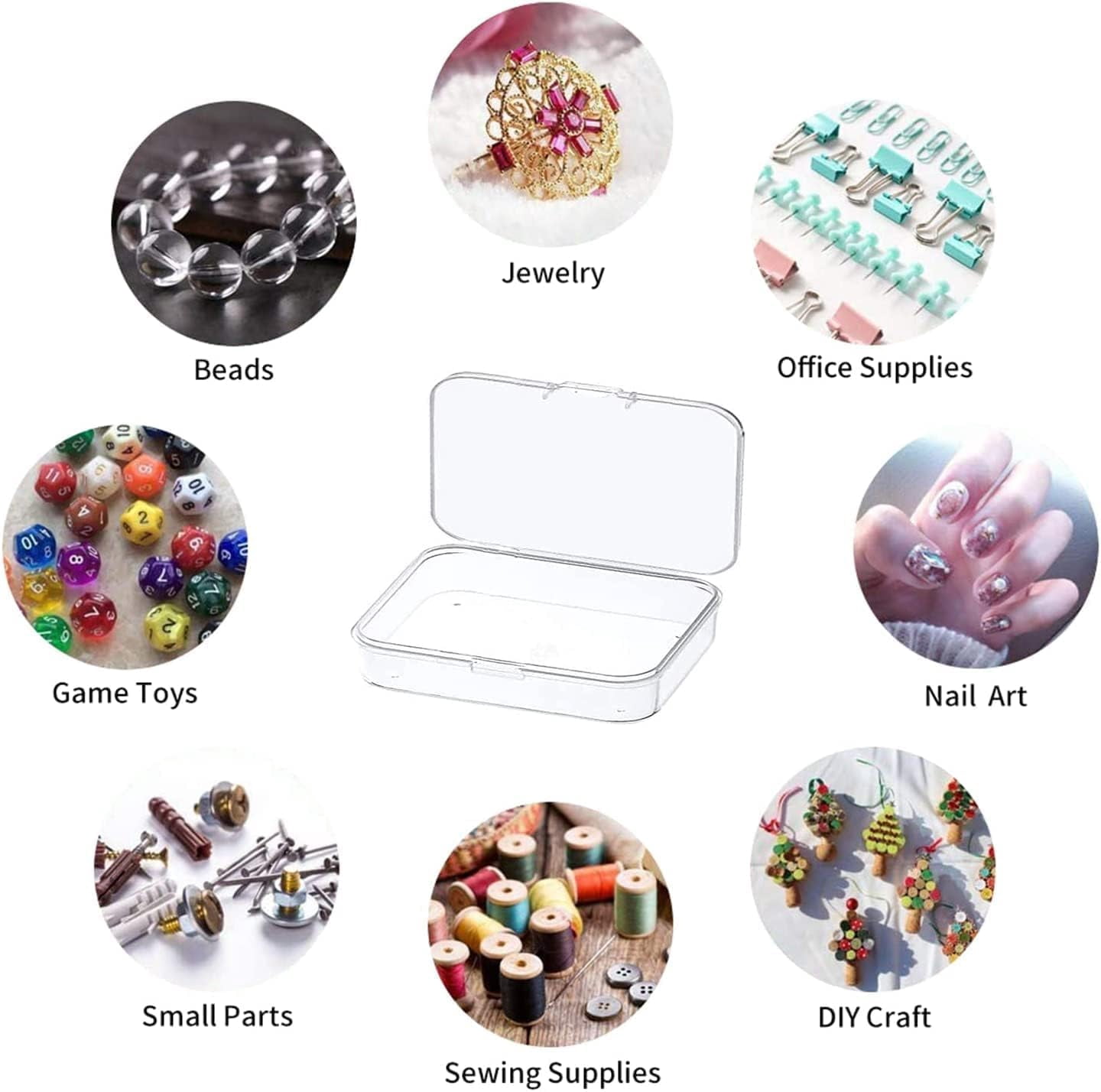 6 Pcs Clear Mini Plastic Storage Containers with Lids, Rectangle Small Boxes for Organizing Beads, Game Pieces, Business Cards, Craft Supplies