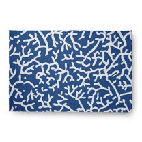 4' x 6' Simply Daisy Seaweed Beach Style Chenille Area Rug, Nautical Navy