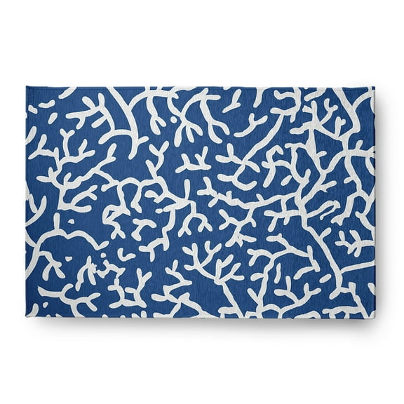 4' x 6' Simply Daisy Seaweed Beach Style Chenille Area Rug, Nautical Navy