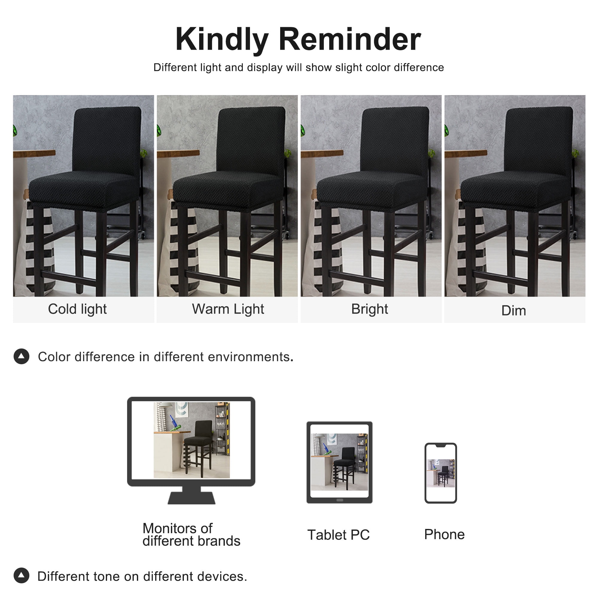 Unique Bargains Bar Stool Covers for Bar Counter Short Back Chair Slipcovers Black 1 Pc