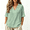 00-Green, variant on Cotton Linen Tops for Women Plus Size Half Sleeve V Neck Solid Color Loose Fit Blouses Basic Comfy Shirts