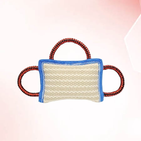 OULII Firm Jute Dog Bite Pillow for Pet Chewing and Teeth Cleaning with Three Handles