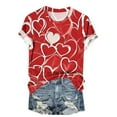 thumbnail image 3 of mihongmao Plus Size Valentine Shirts for Women Valentine's Day Printed Casual Printed Round Neck Multicolor L, 3 of 4